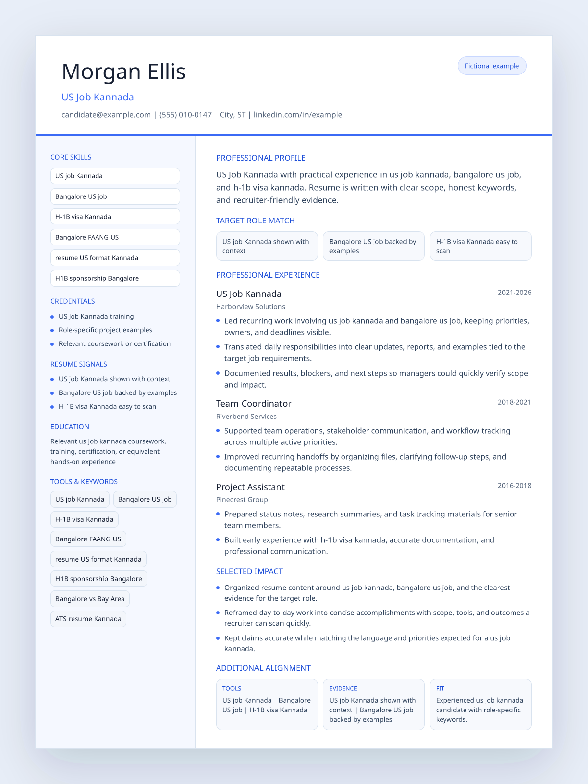 Fictional us job kannada resume example preview